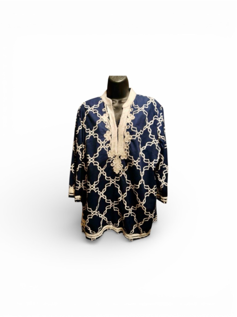 Charter Club Weekend Women's Blue & White Embroidered Tunic - XL - INV472 A8